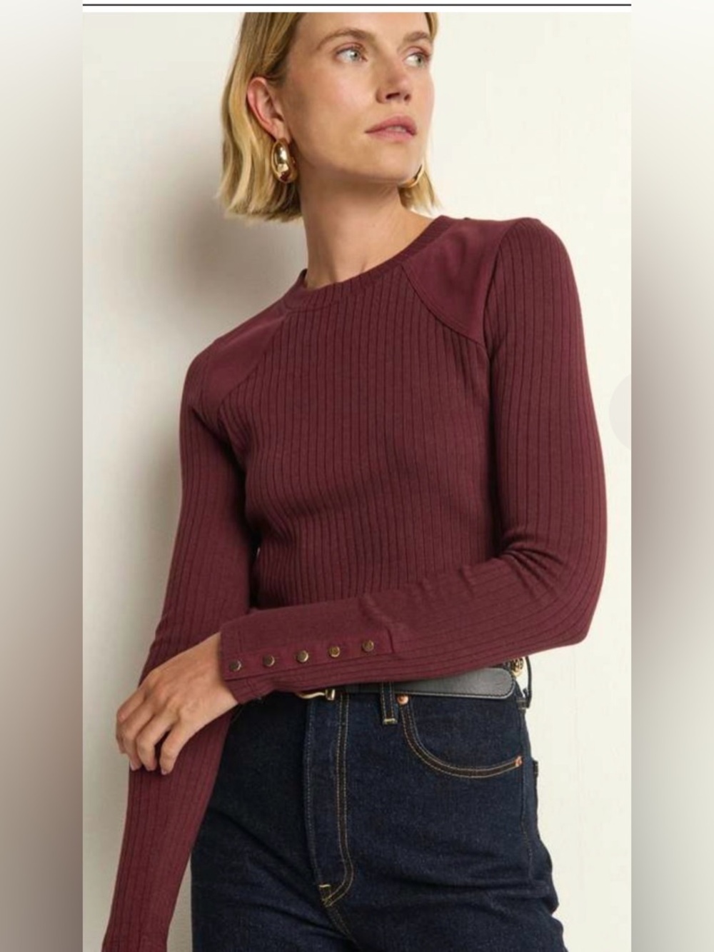 NWT Nation LTD Maxine Long Sleeve Top in Port Size XS